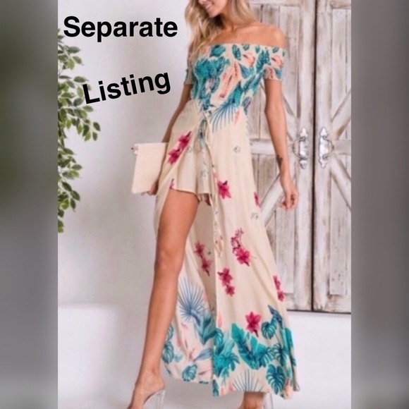 <LAST>Bold Blue Tropical Print Maxi Romper Dress - Picture 5 of 5